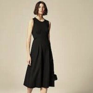 J Crew Dress Midi Nadia Pintuck Seam Sleeveless Black Stretch Twill Sz 14 #CD361
